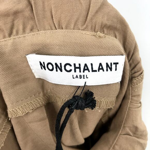 NONchalant Label Josie Jumpsuit S Sleeveless Padded Keyhole Pocket Pleated Camel - Picture 7 of 9